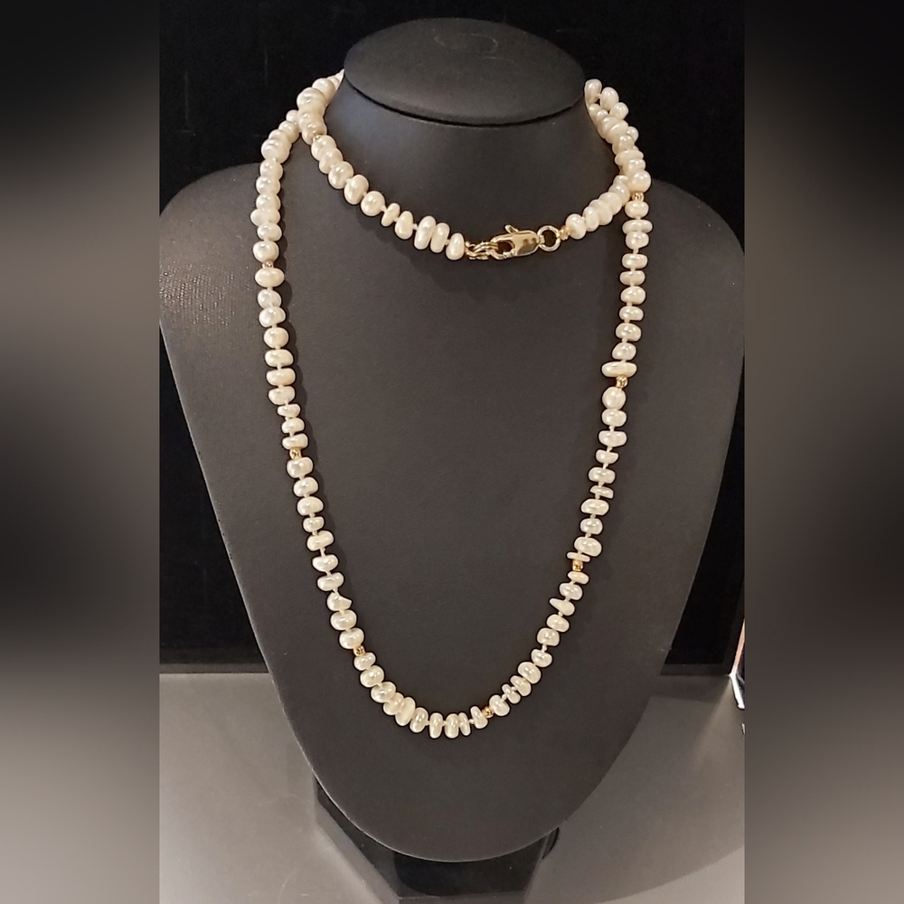 25" Genuine Freshwater Pearls, Coin Shape, 5-6mm